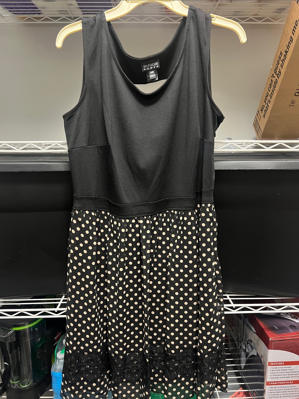 Enfocus Studio Black & Cream Polka Dot Sleeveless Dress